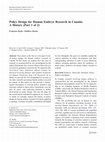 Research paper thumbnail of Policy design for human embryo research in Canada: A history (Part 1 of 2)