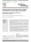 Research paper thumbnail of Pneumovesicoscopic diverticulectomy in children and adolescents: Is open surgery still indicated