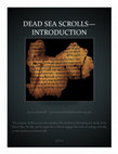 Research paper thumbnail of Dead Sea Scrolls: Introduction. Syllabus