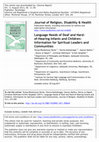 Research paper thumbnail of Language Needs of Deaf and Hard-of-Hearing Infants and Children: Information for Spiritual Leaders and Communities