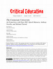 Research paper thumbnail of Marmol, E., Hill, D., Maisuria, A., Nocella, A. J., & Parenti, M. (2015). The corporate university: An e-interview with Dave Hill, Alpesh Maisuria, Anthony Nocella, and Michael Parenti. Critical Education, 6(19), 1-25.