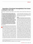 Research paper thumbnail of Generation of functional hemangioblasts from human embryonic stem cells