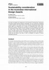 Research paper thumbnail of Sustainability consideration in the Australian International Design Awards