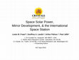 Research paper thumbnail of Space Solar Power, Mirror Development, & the International Space Station