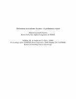 Research paper thumbnail of Definitions in Academic Lectures: A Preliminary Report