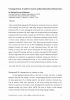 Research paper thumbnail of Focusing on Form: A Teacher's Research Update on Form-focused Instruction