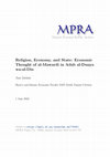 Research paper thumbnail of Religion, Economy, and State: Economic Thought of al-Mawardi in Adab al-Dunya wa-al-Din (MPRA Paper No. 72090)