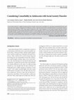 Research paper thumbnail of Considering comorbidity in adolescents with social anxiety disorder