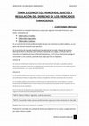 Research paper thumbnail of TEMA 1: CONCEPTO, PRINCIPIOS, SUJETOS Y REGULACIÓN DEL DERECHO DE LOS MERCADOS FINANCIEROS