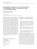 Research paper thumbnail of Demographic, Psychological, and Social Characteristics of Self-Identified Lesbian, Gay, and Bisexual Adults in a US Probability Sample