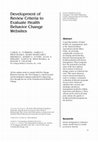 Research paper thumbnail of Development of Review Criteria to Evaluate Health Behavior Change Websites