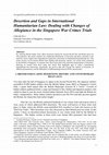 Research paper thumbnail of “British Indian Army Desertions in the Singapore War Crimes Trials: Contesting Victim Status and Legal Gaps”, Asian Journal of International Law (Cambridge University Press), 2016