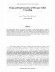 Research paper thumbnail of Design and Implementation of Therapist Online Counseling Design and Implementation of Therapist Online Counseling