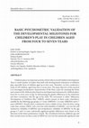 Research paper thumbnail of BASIC PSYCHOMETRIC VALIDATION OF THE DEVELOPMENTAL MILESTONES FOR CHILDREN'S PLAY IN CHILDREN AGED FROM FOUR TO SEVEN YEARS