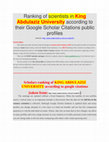 Research paper thumbnail of google scholars of KING ABDULAZIZ UNIVERSITY_JEDDAH, KSA