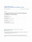 Research paper thumbnail of An Agenda for Research on Economic Education in Colleges and Universities