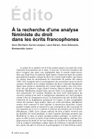 Research paper thumbnail of Le droit à l'épreuve du genre: les lois du genre (I)