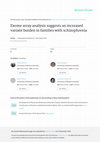 Research paper thumbnail of Exome array analysis suggests an increased variant burden in families with schizophrenia 70 PUBLICATIONS 1,211 CITATIONS 50 PUBLICATIONS 1,525 CITATIONS SEE PROFILE