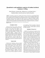 Research paper thumbnail of Quantitative and qualitative analysis of student textbook summary writing