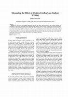 Research paper thumbnail of Measuring the Effect of Written Feedback on Student Writing