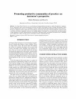 Research paper thumbnail of Promoting productive communities of practice: an instructor’s perspective. 