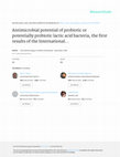 Research paper thumbnail of Antimicrobial potential of probiotic or potentially probiotic lactic acid bacteria, the first results of the International European Research Project PROPATH of the PROEUHEALTH cluster