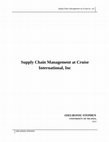 Research paper thumbnail of Supply Chain Management at Cruise International, Inc