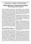 Research paper thumbnail of Philosophie der Lebenswissenschaften. Entwicklungen und Tendenzen