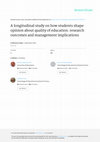 Research paper thumbnail of A longitudinal study on how students shape opinion about quality of education: research outcomes and management implications