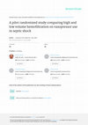 Research paper thumbnail of A pilot randomized study comparing high and low volume hemofiltration on vasopressor use in septic shock