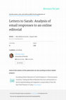 Research paper thumbnail of Letters to Sarah: analysis of email responses to an online editorial