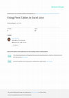 Research paper thumbnail of Using Pivot Tables in Excel 2010