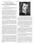 Research paper thumbnail of Thomas Simpson, Weaver and Mathematician