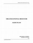 Research paper thumbnail of ORGANIZATIONAL BEHAVIOR AUDIT PLAN