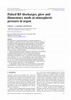 Research paper thumbnail of Pulsed RF discharges, glow and filamentary mode at atmospheric pressure in argon