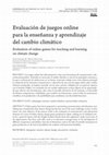 Research paper thumbnail of Evaluación de juegos online para la enseñanza y aprendizaje del cambio climático