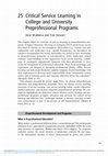 Research paper thumbnail of Critical Service Learning in College and University Preprofessional Programs