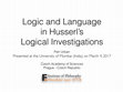 Research paper thumbnail of Logic and Language in Husserl's Logical Investigations