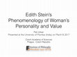 Research paper thumbnail of Edith Stein's Phenomenology of Woman's Personality and Value