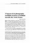 Research paper thumbnail of "À l'épreuve de la photographie: sensibilité ancienne et sensibilité nouvelle chez Annie Ernaux",  Nouvelles Études Francophones Vol. 20, No. 1 (Printemps 2005), pp. 129-136