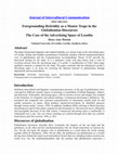 Research paper thumbnail of Journal of Intercultural Communication Foregrounding Hybridity as a Master Trope in the Globalisation Discourses The Case of the Advertising Space of Lesotho