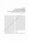 Research paper thumbnail of « Ce que les photographies d’écrivains font à la littérature. Ce que l’on fait des photographies d’écrivains (Conclusion) »