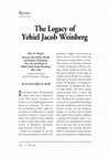 Research paper thumbnail of The Legacy of Yehiel Jacob Weinberg