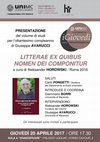 Research paper thumbnail of Presentazione del libro LITTERAE EX QUIBUS NOMEN DEI COMPONITUR a cura di A. HOROWSKI, Roma 2016: Macerata, 20 aprile 2017.