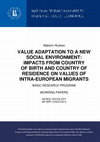 Research paper thumbnail of Maksim Rudnev, "Value Adaptation to a New Social Environment: Impacts from Country of Birth and Country of Residence on Values of Intra-European Migrants", Series: Sociology, WP BRP 13/SOC/2013