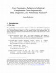 Research paper thumbnail of Overt Nominative Subjects in Infinitival Complements Cross-linguistically: Data, Diagnostics, and Preliminary Analyses / 2009