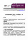 Research paper thumbnail of Religious Offence, Public Order, and the Law