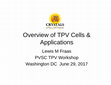 Research paper thumbnail of Overview of TPV Cells & Applications