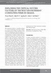 Research paper thumbnail of EXPLORING THE CRITICAL SUCCESS FACTORS OF THE BUILT ENVIRONMENT CONSULTING FIRMS IN GHANA