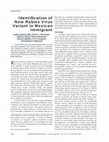 Research paper thumbnail of Identification of New Rabies Virus Variant in Mexican Immigrant